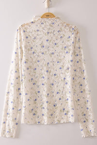 Sheer Mesh Lace Knit Top