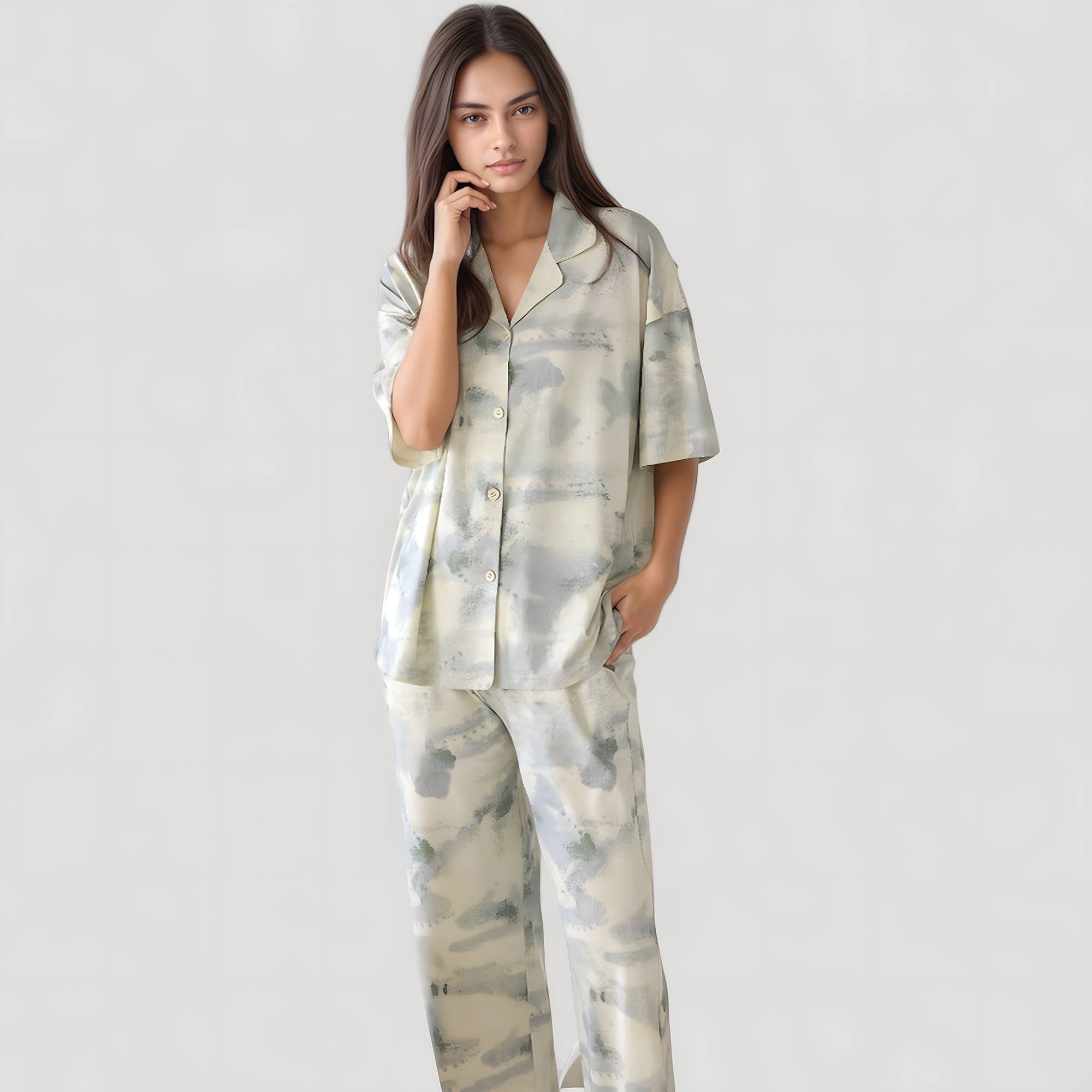 Watercolor Print Pajama Set