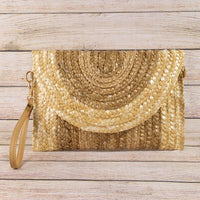 Three Tone Straw Clutch Bag