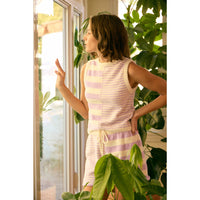 SET - SUPER SOFT STRIPE MIX SWEATER TOP AND SHORTS
