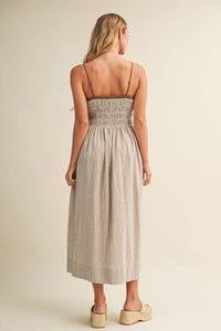 Ruched Gingham Midi Dress