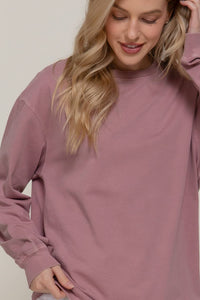 Long Sleeve Round Neck Garment Dye Tee