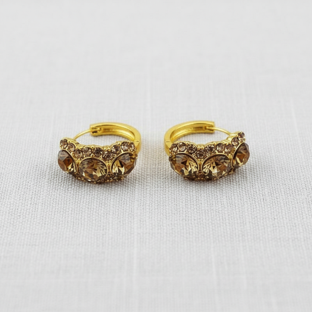 Chic Brown Zircon Hoop Earrings