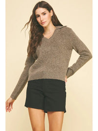 V-Neck Collared Sweater
