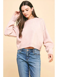 Cropped Crew Neck Sweater