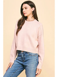 Cropped Crew Neck Sweater