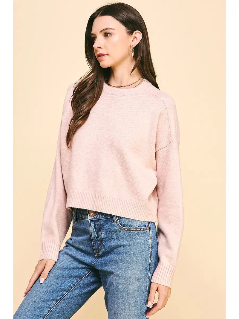 Cropped Crew Neck Sweater