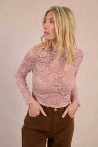 Mock Neck Lace Top