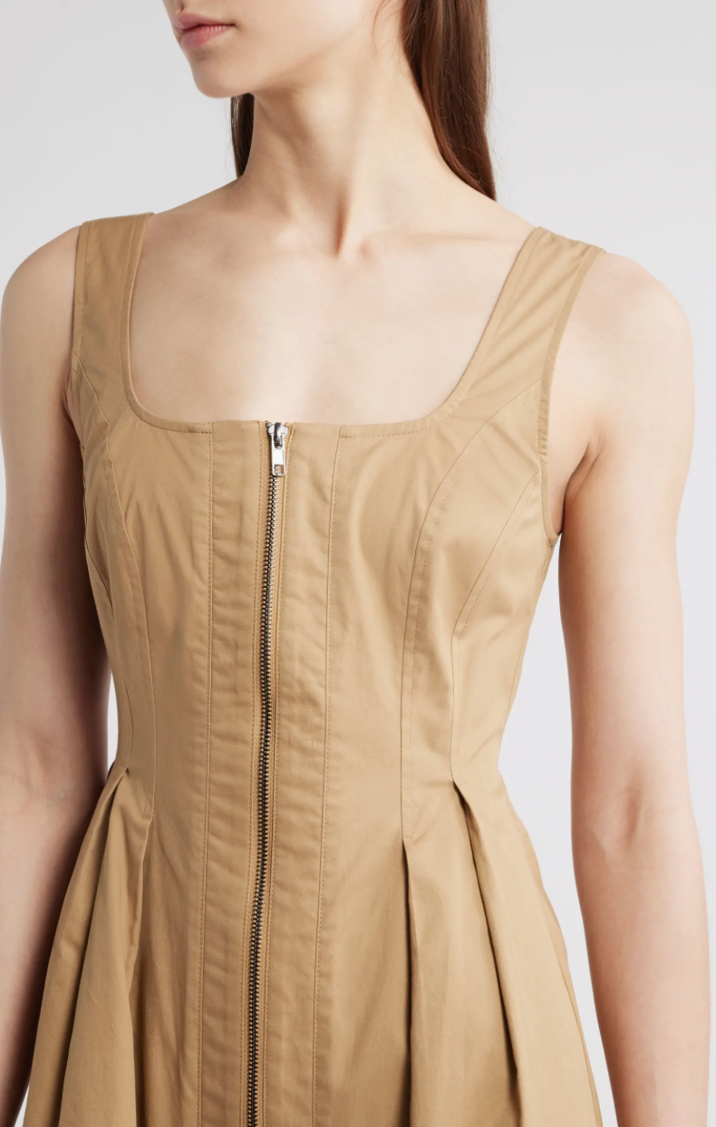 pleated zip up cotton mini dress COS Pleated Zip-Up Cotton Mini Dress in Black