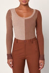 Mod Color Block Ribbed Long Sleeve Bodysuit