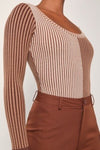 Mod Color Block Ribbed Long Sleeve Bodysuit