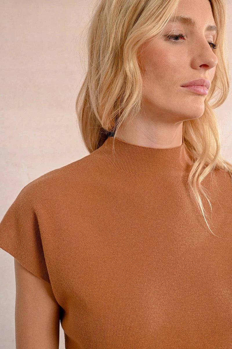 Short Sleeve Mock Neck Sweater