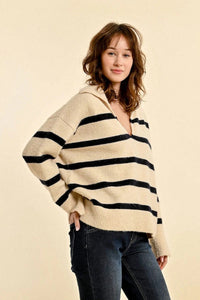 Striped Polo Style Sweater