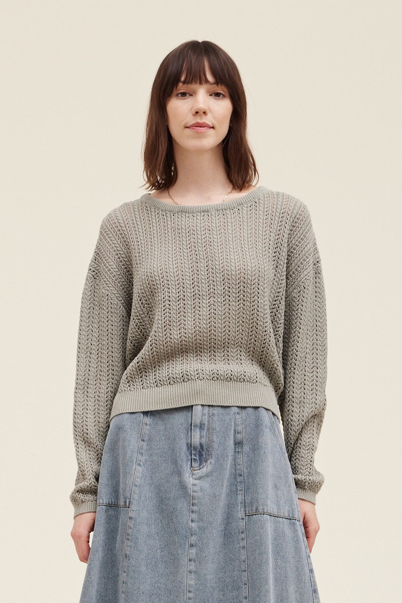 Thyme Open Weave Knit Pullover