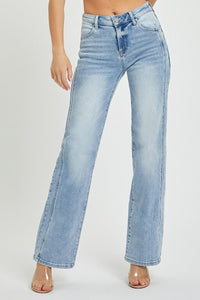 Mid Rise Straight Leg Denim