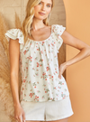 Floral Ruffle Sleeve Relaxed Fit Top