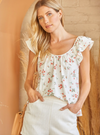 Floral Ruffle Sleeve Relaxed Fit Top