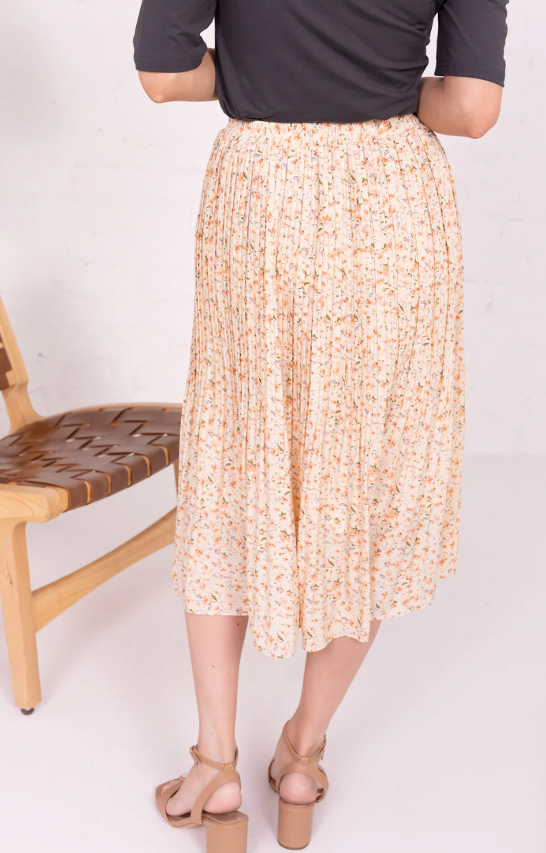 Pleated Midi Skirt in Pale Rosette - Lark & Lily Boutique