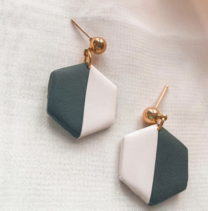 Hexagon clay deals earrings