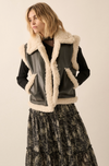 Faux Leather & Shearling Vest