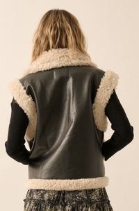 Faux Leather & Shearling Vest