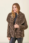 Big Lapel Collar Faux Fur Jacket