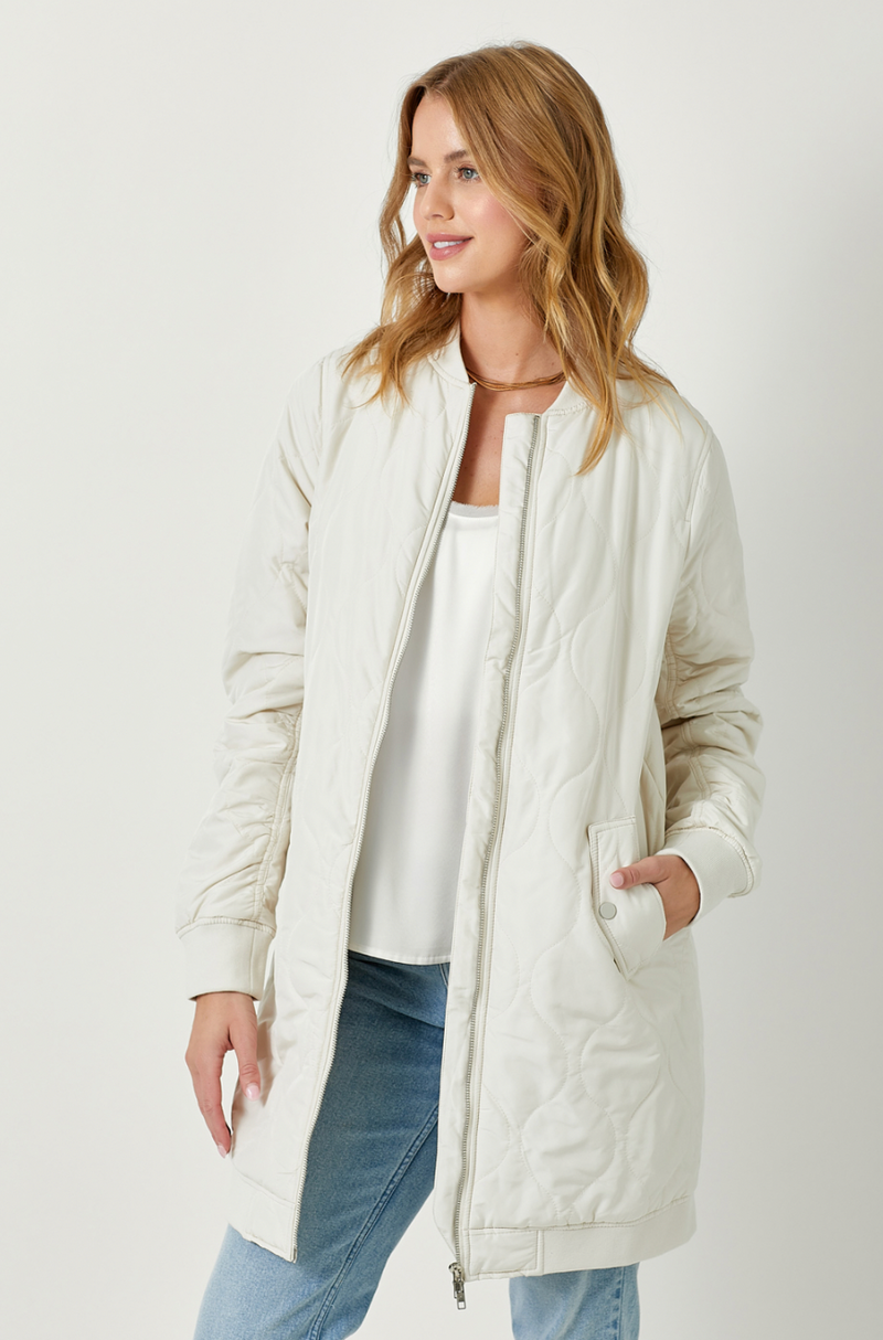 Long quilted 2025 bomber jacket