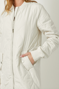 Long Quilted Bomber Jacket