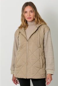 Mixed Sleeve Puffer Jacket