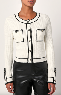 Waffle Knit Contrast Cardigan