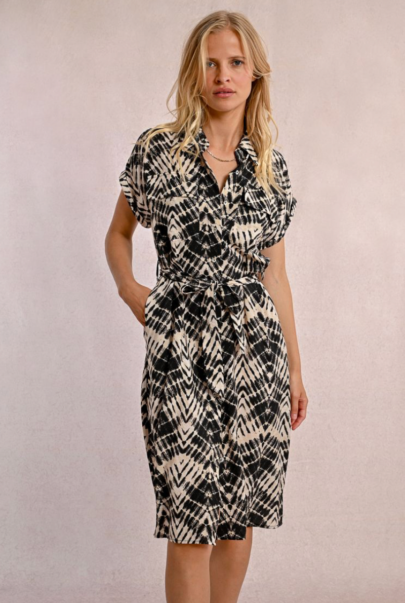 abstract print shirt dress Venice Abstract Print Charmeuse Belted Maxi Shirt Dress - Venice Abstract