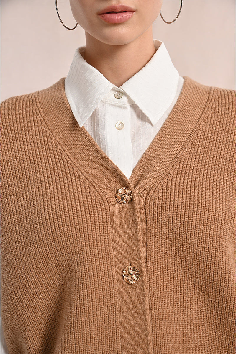 Gold Button Cardigan Vest