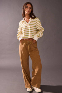PT17177-1 - Striped long-sleeve collar polo shirts