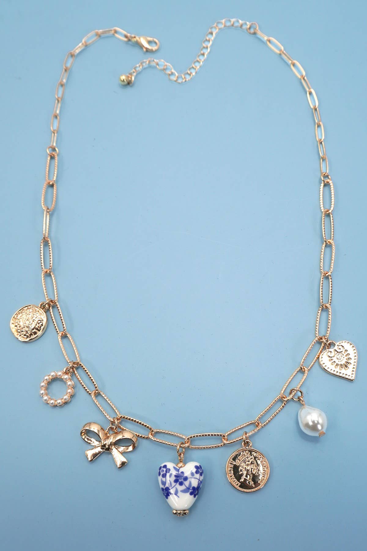 Bow & Heart Charm Necklace
