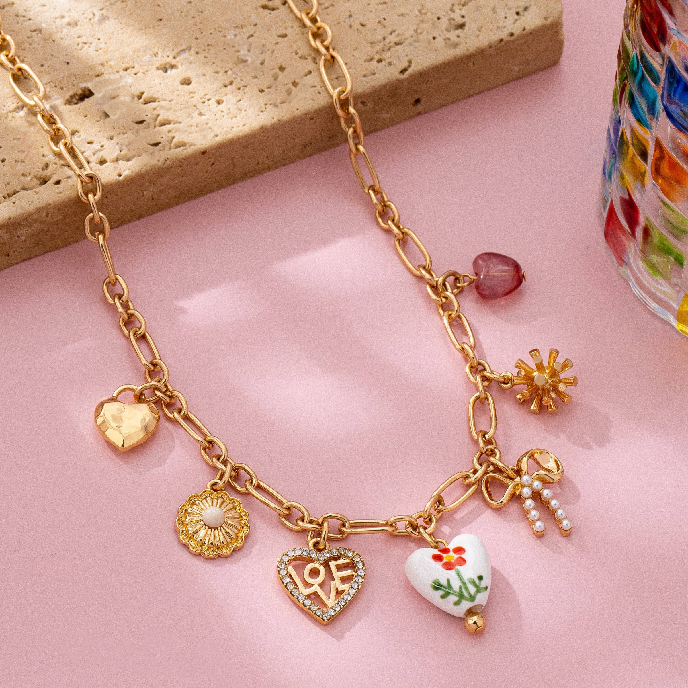 Multi-Charm Statement Necklace
