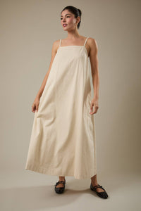 Solid A-Line Midi Dress