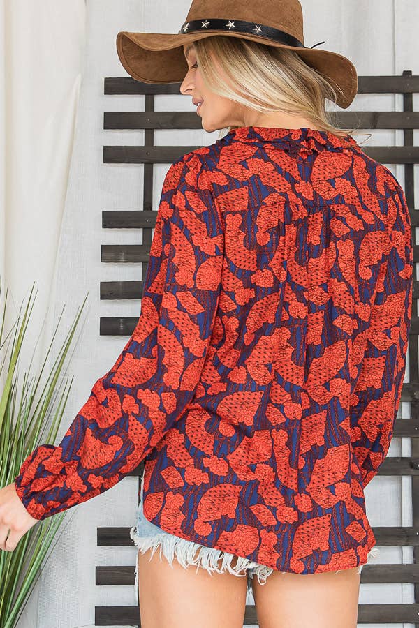 Ruffled Collar Puff Sleeve Shirt Blouse