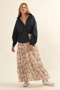 Balloon Sleeve Button Front Top