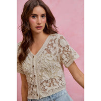 Floral Crochet Short Sleeve Top