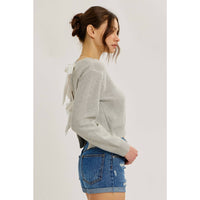 Contrast Bow Tie Back Sweater