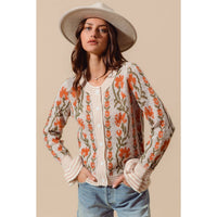 Floral Button Front Cardigan