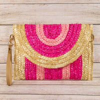 Three Tone Straw Clutch Bag