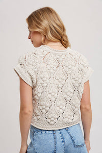 Raised Knit Short Sleeve Sweater