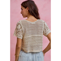 Floral Crochet Short Sleeve Top