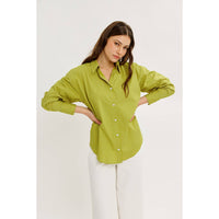 COTTON STRIPE BUTTON-DOWN SHIRT WITH LAPEL COLLAR