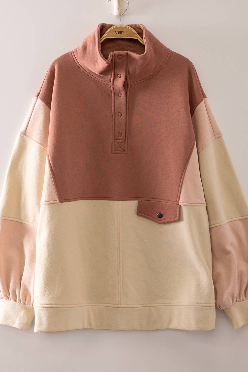 Colorblock Half Snap Sweatshirt