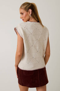 Wide Shoulder Sleeveless Sweater