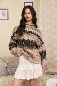 Fair Isle Mock Neck Sweater