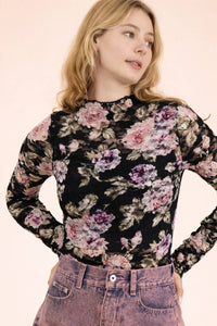 Sheer Mesh Lace Knit Top