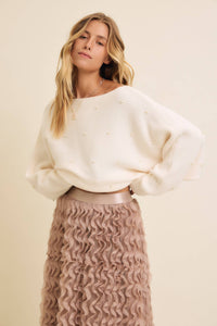 Pearl Embellished Dolman Sleeve Sweater